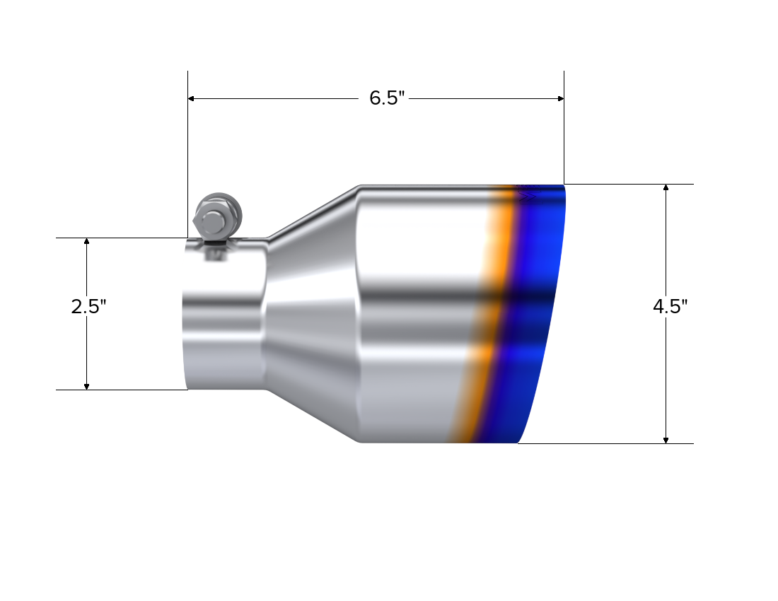 MBRP Exhaust T5191BE Tip. 4.5in. OD Out. 2.5in. ID. 6.5in Length. Single Wall. BE T304